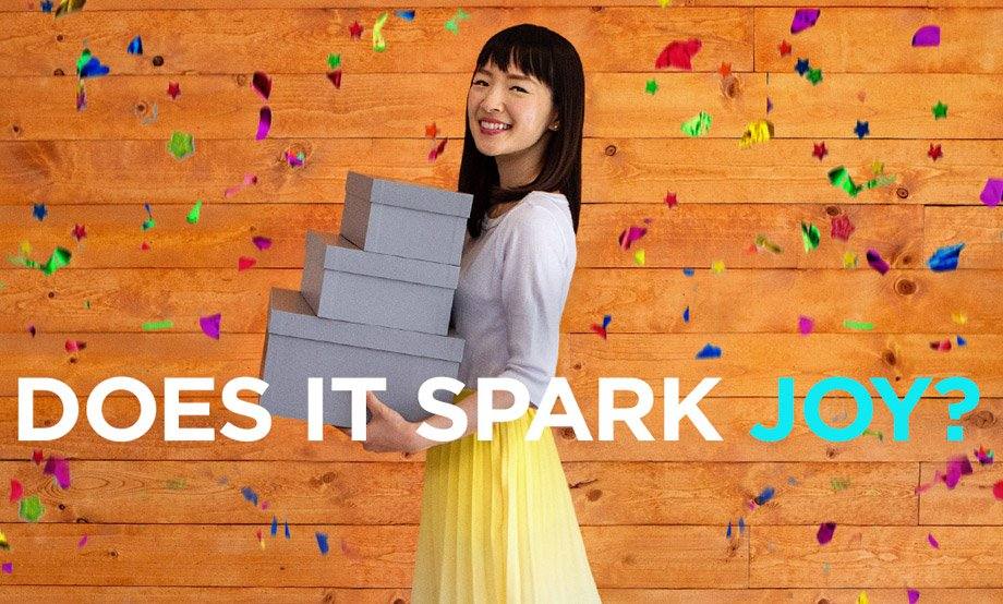 Marie Kondo with the words