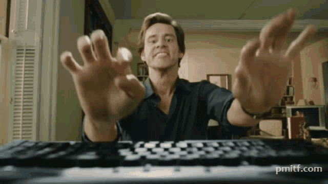 jim carrey typing furiously